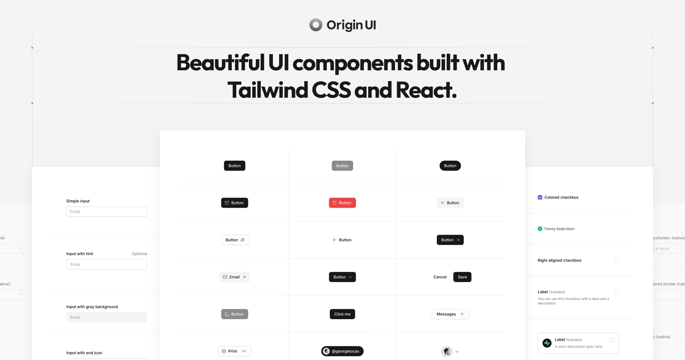 Origin Ui Origin UI - Beautiful UI components built with Tailwind CSS and React